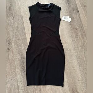 NWT French Connection 71GZT Black Mesh Inset Sheath Party Cocktail Dress Size 8